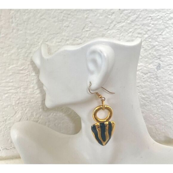 Anne Klein gold filled gold and black drop earrings - Picture 4 of 12